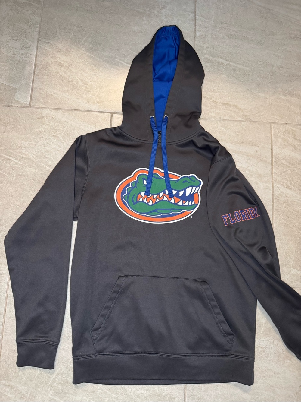 Colosseum Black Hoodie with Blue Lined Hood and Gators Logo